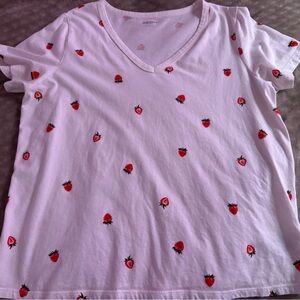 Old Navy White Tee with Strawberry Print